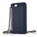 Elegant Grid Pattern Silicone Case Cover with Shoulder Chain for iPhone 5 iPhone 5s - Dark Blue