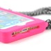 Elegant Grid Pattern Silicone Case Cover with Shoulder Chain for iPhone 5 iPhone 5s - Magenta