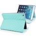 Elegant Grid Pattern Sleep Wake Flip Folio Stand Leather Case Cover With Two Grooves For iPad Air iPad 5 - Light Blue