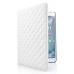 Elegant Grid Pattern Sleep Wake Flip Folio Stand Leather Case Cover With Two Grooves For iPad Air iPad 5 - White