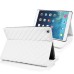 Elegant Grid Pattern Sleep Wake Flip Folio Stand Leather Case Cover With Two Grooves For iPad Air iPad 5 - White