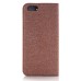 Elegant Linen Pattern PU Leather Flip Wallet Case for iPhone 7 - Brown