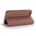 Elegant Linen Pattern PU Leather Flip Wallet Case for iPhone 7 - Brown