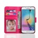 Elegant Magnet Inlaid Stand Flip Crazy Horse Leather Case with Card Slot for Samsung Galaxy S7 Edge G935- Rose red