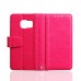 Elegant Magnet Inlaid Stand Flip Crazy Horse Leather Case with Card Slot for Samsung Galaxy S7 Edge G935- Rose red