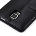 Elegant Magnetic Stand Folio Leather Case with Card Slot for Samsung Galaxy Note 4 - Black