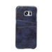 Elegant Oil Wax Leather Back Case with Card Slot for Samsung Galaxy S7 Edge G935 - Dark blue