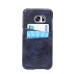 Elegant Oil Wax Leather Back Case with Card Slot for Samsung Galaxy S7 Edge G935 - Dark blue