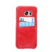 Elegant Oil Wax Leather Back Case with Card Slot for Samsung Galaxy S7 Edge G935 - Red