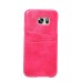 Elegant Oil Wax Leather Back Case with Card Slot for Samsung Galaxy S7 Edge G935 - Rose red