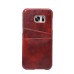 Elegant Oil Wax Leather Back Case with Card Slot for Samsung Galaxy S7 Edge G935 - Wine red