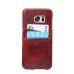 Elegant Oil Wax Leather Back Case with Card Slot for Samsung Galaxy S7 Edge G935 - Wine red