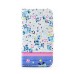 Elegant Rhinestone Magnetic Flip Leather Case with Card Slot Cover for iPhone 4/4S - Blue Flowers