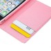 Elegant Rhinestone Magnetic Flip Leather Case with Card Slot Cover for iPhone 4/4S - Peony