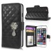 Elegant Slick Rhinestone Magnetic Snap PU Leather Folio Stand Case With Card Slots For iPhone 6 4.7 inch - Black