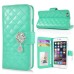 Elegant Slick Rhinestone Magnetic Snap PU Leather Folio Stand Case With Card Slots For iPhone 6 4.7 inch - Green