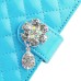 Elegant Slick Rhinestone Magnetic Snap PU Leather Folio Stand Case With Card Slots For iPhone 6 4.7 inch - Light Blue