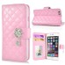 Elegant Slick Rhinestone Magnetic Snap PU Leather Folio Stand Case With Card Slots For iPhone 6 4.7 inch - Pink