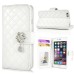 Elegant Slick Rhinestone Magnetic Snap PU Leather Folio Stand Case With Card Slots For iPhone 6 4.7 inch - White