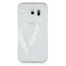 S6 Edge غطاء حماية شفاف برسم ريش بلون أبيض للجالكسي