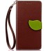 Elegant litchi Grain Leaf Design Leather Folio Case for Samsung Galaxy S7 Edge - Brown