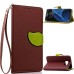 Elegant litchi Grain Leaf Design Leather Folio Case for Samsung Galaxy S7 Edge - Brown