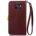 Elegant litchi Grain Leaf Design Leather Folio Case for Samsung Galaxy S7 Edge - Brown