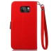 Elegant litchi Grain Leaf Design Leather Folio Case for Samsung Galaxy S7 Edge - Red