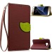 Elegant litchi Grain Leaf Design Leather Folio Case for Samsung Galaxy S7 G930 - Brown