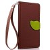 Elegant litchi Grain Leaf Design Leather Folio Case for Samsung Galaxy S7 G930 - Brown