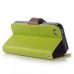 Elegant litchi Grain Leather Folio Case With Leaf Design Magnetic Snap And Card Slots For iPhone 4/ 4s  - Green