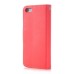 Elegant litchi Grain Leather Folio Case With Leaf Design Magnetic Snap And Card Slots For iPhone 5/ 5s / 5c - Red