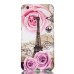 Embossment Style Printed Hard Plastic Back Cover for iPhone 6 / 6s - Rose And Ancient Eiffel Tower