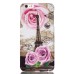 Embossment Style Printed Hard Plastic Back Cover for iPhone 6 / 6s Plus - Roses And Ancient Eiffel Tower