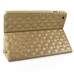 Embroider Pattern Wake / Sleep Stand PU Leather Folio Case With Card Slots For iPad 2 /3 / 4 - Dark Gold