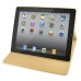 Embroider Pattern Wake / Sleep Stand PU Leather Folio Case With Card Slots For iPad 2 /3 / 4 - Dark Gold