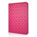 Embroider Pattern Wake / Sleep Stand PU Leather Folio Case With Card Slots For iPad 2 /3 / 4 - Magenta