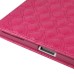 Embroider Pattern Wake / Sleep Stand PU Leather Folio Case With Card Slots For iPad 2 /3 / 4 - Magenta