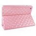 Embroider Pattern Wake / Sleep Stand PU Leather Folio Case With Card Slots For iPad 2 /3 / 4 - Pink