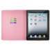 Embroider Pattern Wake / Sleep Stand PU Leather Folio Case With Card Slots For iPad 2 /3 / 4 - Pink