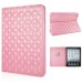 Embroider Pattern Wake / Sleep Stand PU Leather Folio Case With Card Slots For iPad 2 /3 / 4 - Pink