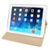 Embroidering Flower Pattern Smart Cover Stand Flip Leather Case with Card Slot for iPad Air ( iPad 5 ) - Gold