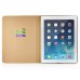 Embroidering Flower Pattern Smart Cover Stand Flip Leather Case with Card Slot for iPad Air ( iPad 5 ) - Gold