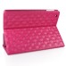 Embroidering Flower Pattern Smart Cover Stand Flip Leather Case with Card Slot for iPad Air ( iPad 5 ) - Magenta