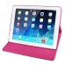 Embroidering Flower Pattern Smart Cover Stand Flip Leather Case with Card Slot for iPad Air ( iPad 5 ) - Magenta