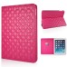 Embroidering Flower Pattern Smart Cover Stand Flip Leather Case with Card Slot for iPad Air ( iPad 5 ) - Magenta