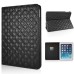 Embroidering Flower Pattern Smart Cover Stand Flip Leather Case with Card Slot for iPad Mini 1/2/3 - Black