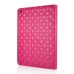 Embroidering Flower Pattern Smart Cover Stand Flip Leather Case with Card Slot for iPad Mini 1/2/3 - Magenta