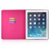 Embroidering Flower Pattern Smart Cover Stand Flip Leather Case with Card Slot for iPad Mini 1/2/3 - Magenta