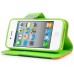 Exquisite Multicolored Magnetic Lychee Grain Wallet Folio Leather Stand Case With Card Slots And Strap For iPhone 4 / 4S